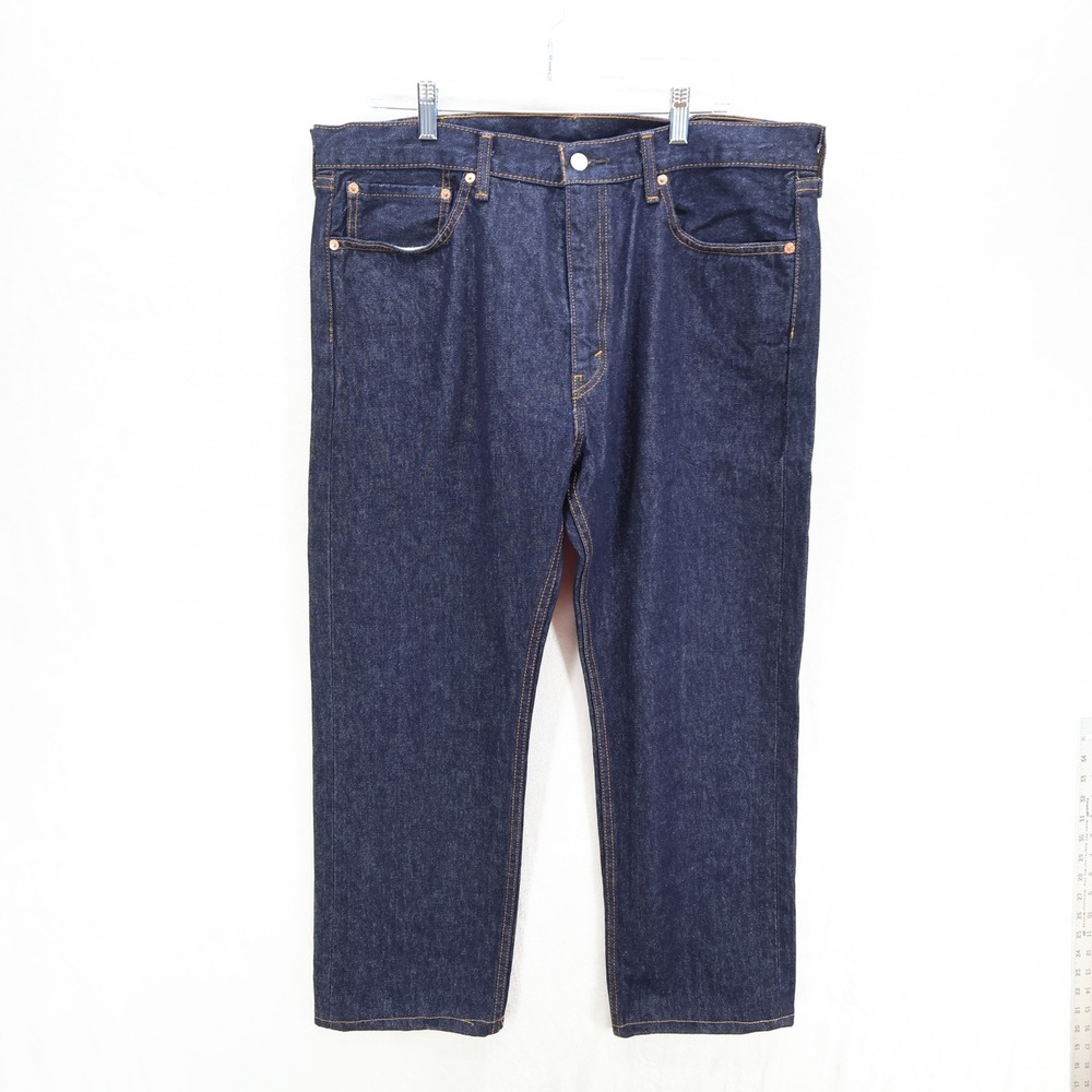 Levis 505 Regular Fit Straight Leg Jeans Mens 38x28 Dark Indigo Blue Denim